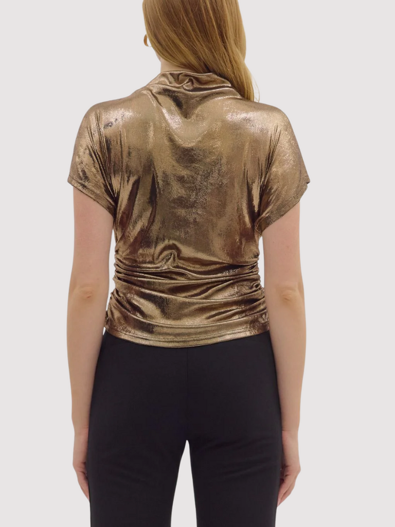 Metallic Mock Neck Bronze