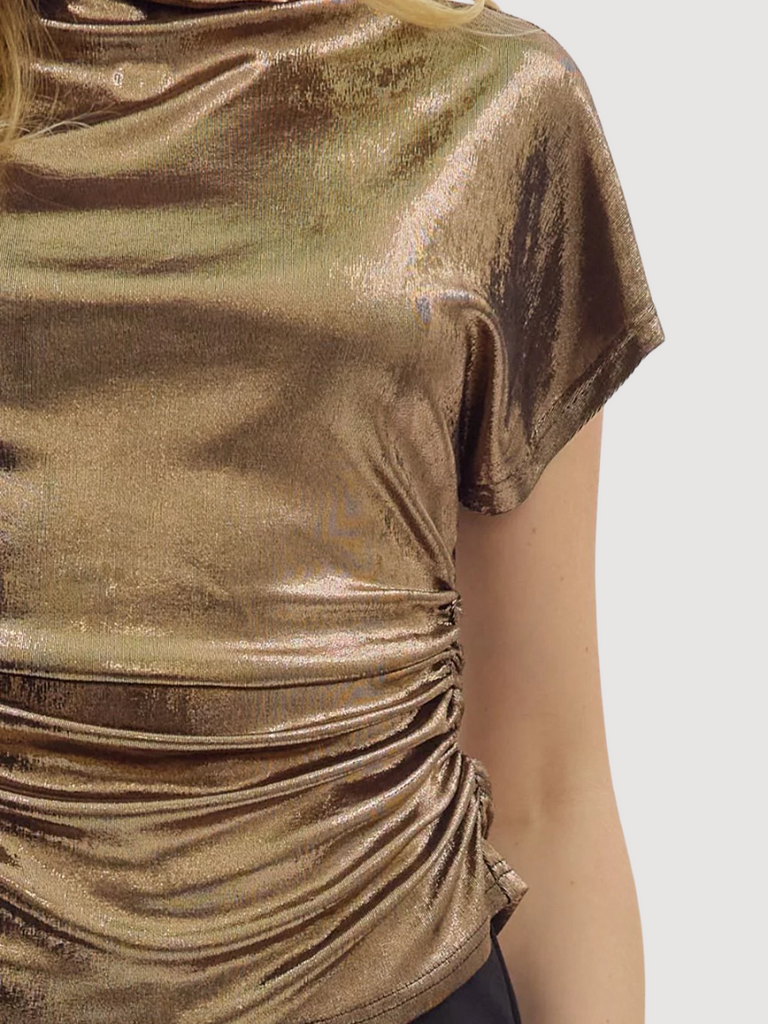 Metallic Mock Neck Bronze