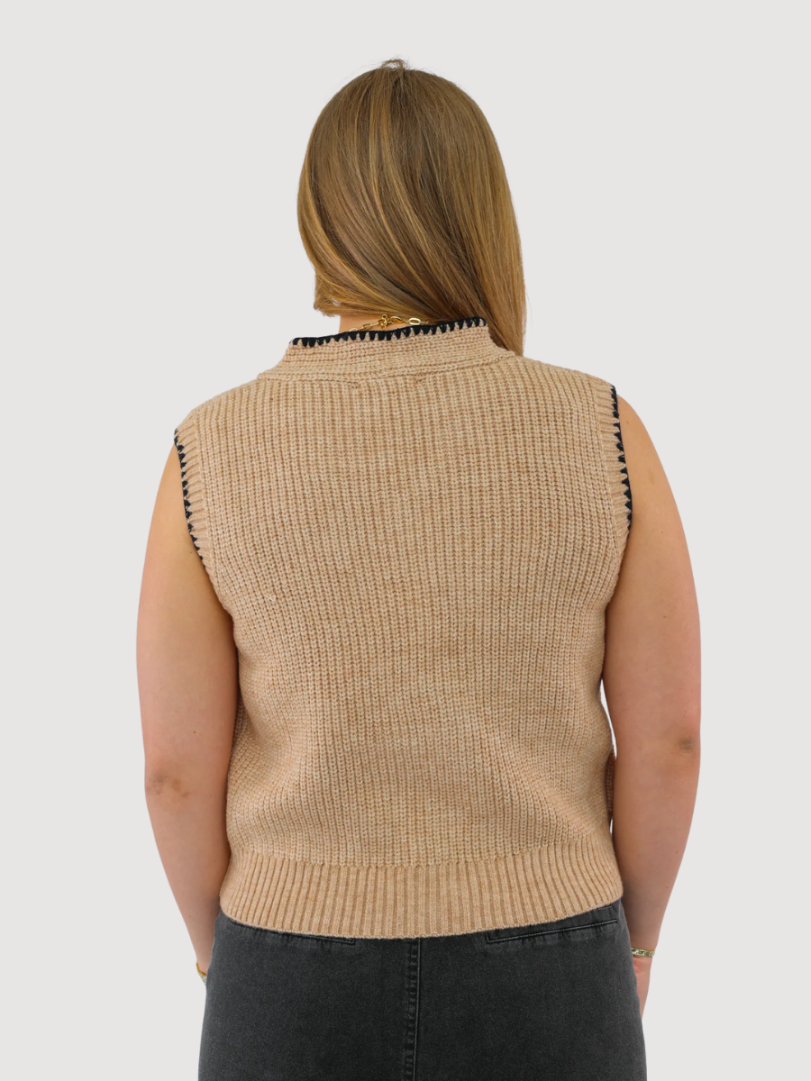 トップス cotton embroidery vest louren Whipstitch Sweater Vest - Leona