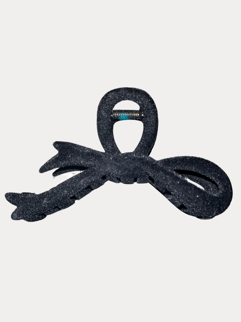 Velvet Bow Clip Black