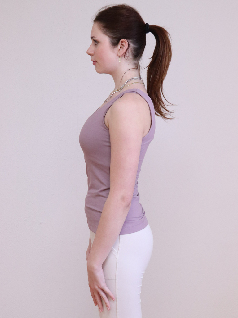 Butter Fabric Round Tank Mauve