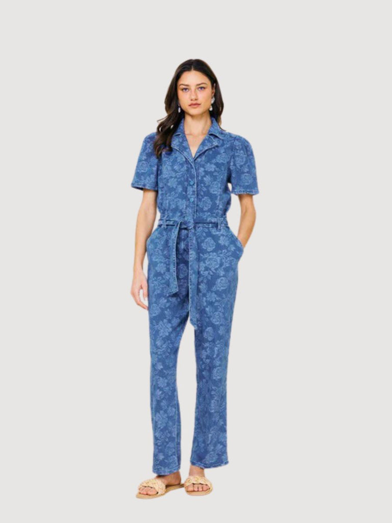 Denim Jacquard Jumpsuit
