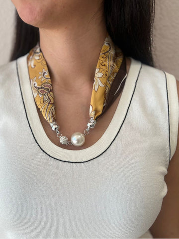 Magnetic Silk Scarf Necklace Paisley