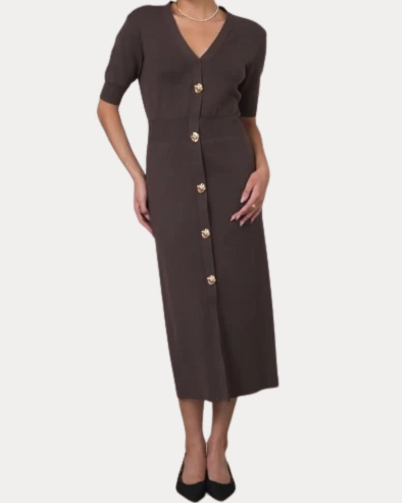 Chocolate Ribbed Midi