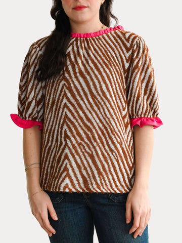 Faux Fur Zebra Blouse