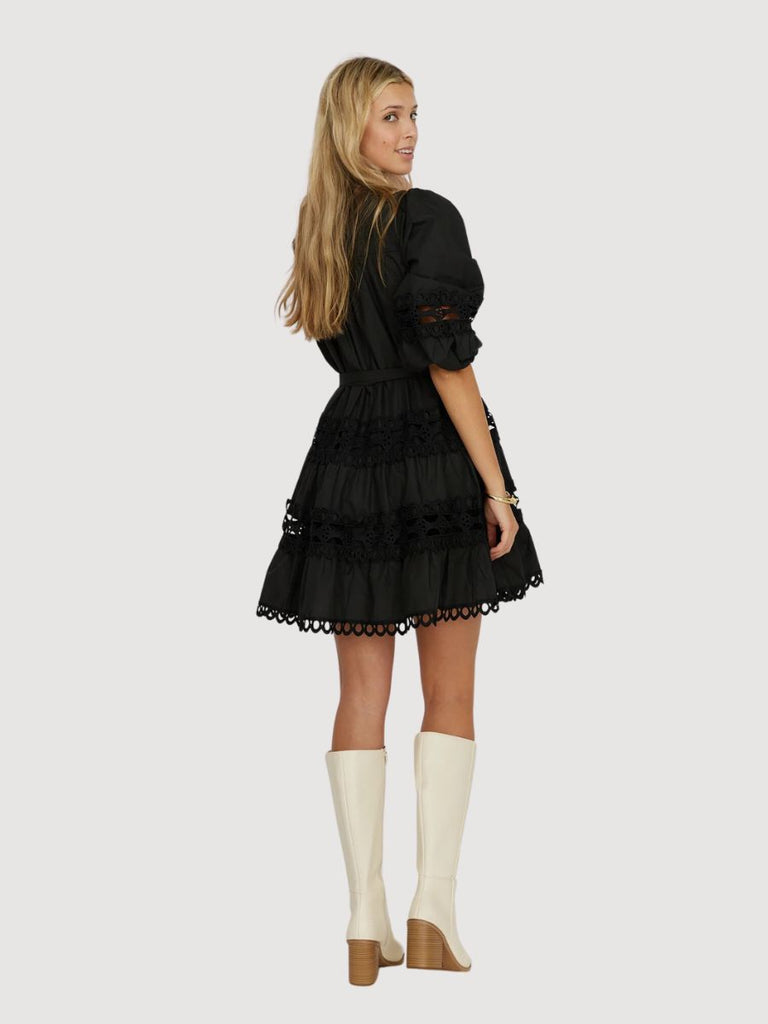 Black Eyelet Crawford Dress