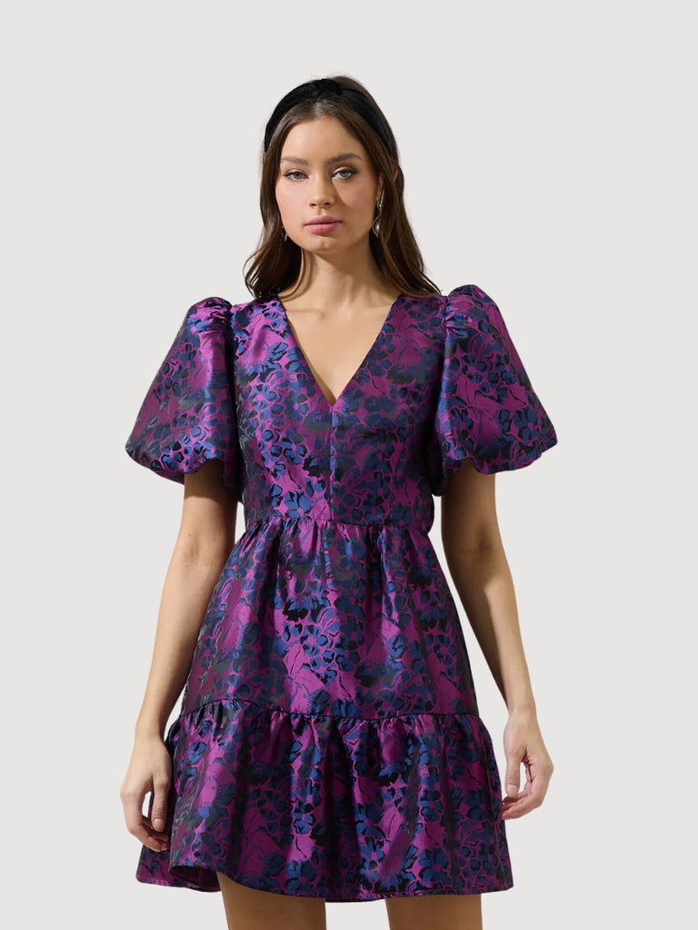 Farrah Jacquard Floral May Mini Dress