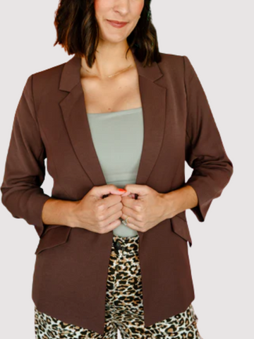 Shirred Sleeve Blazer Espresso