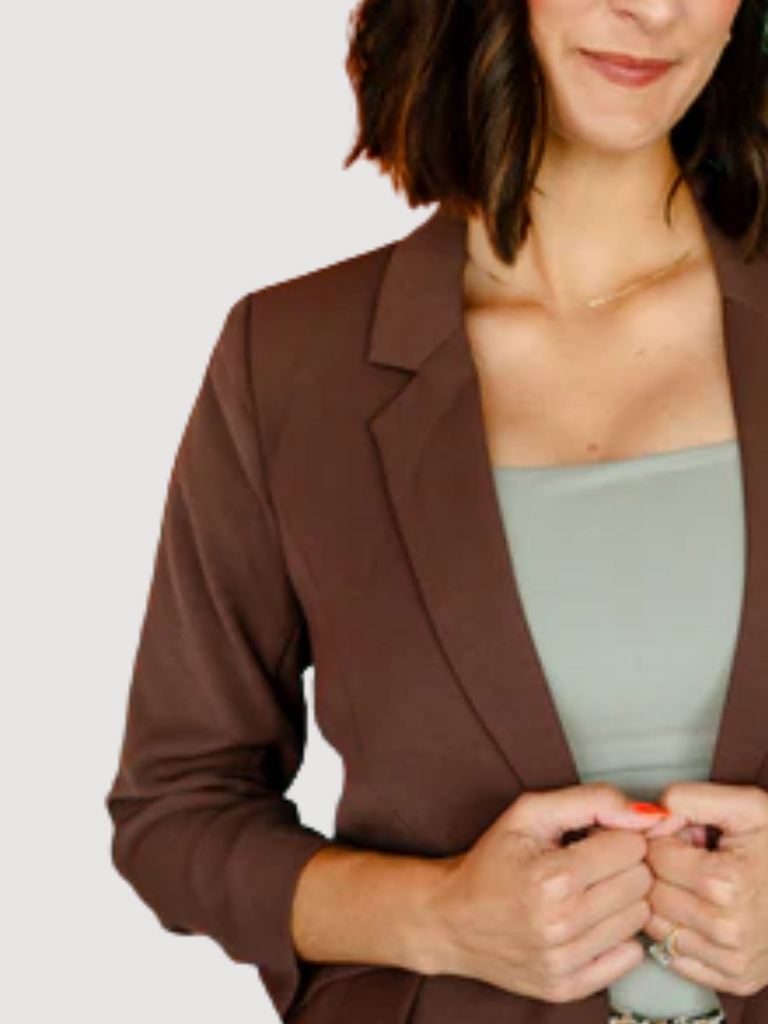 Shirred Sleeve Blazer Espresso