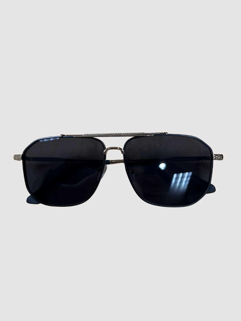 70's Aviator Black & Silver