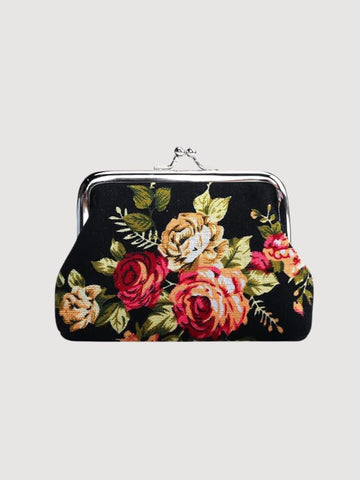Garden Floral Coin Purse Black
