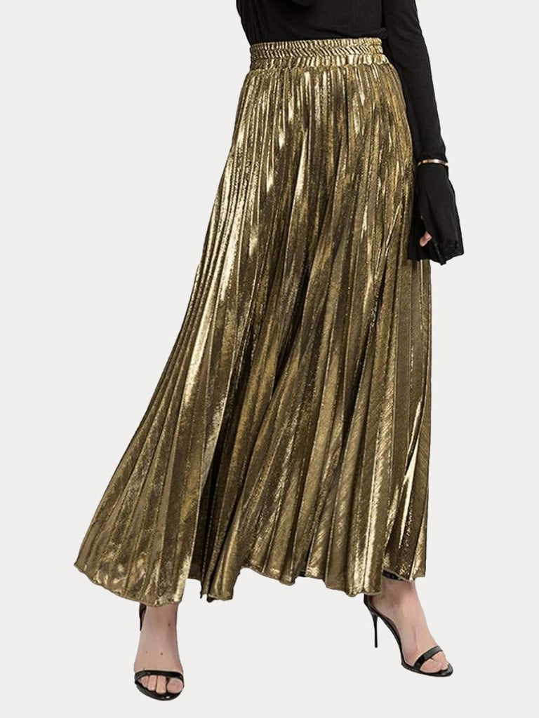 Bronze Pleated Maxi Skirt