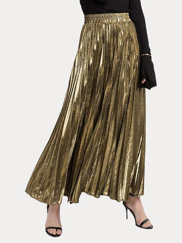 Bronze Pleated Maxi Skirt