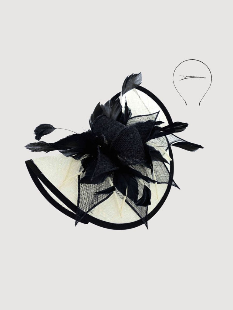 Sarah Fascinator Ivory & Black