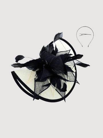 Sarah Fascinator Ivory & Black