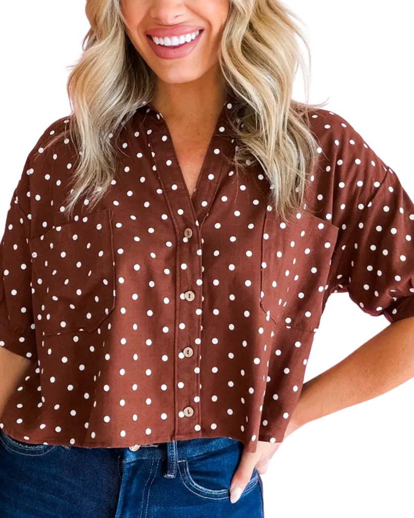 Contrast Dot Blouse
