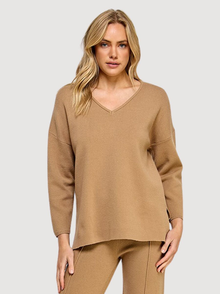 Khaki Vneck Knit Top
