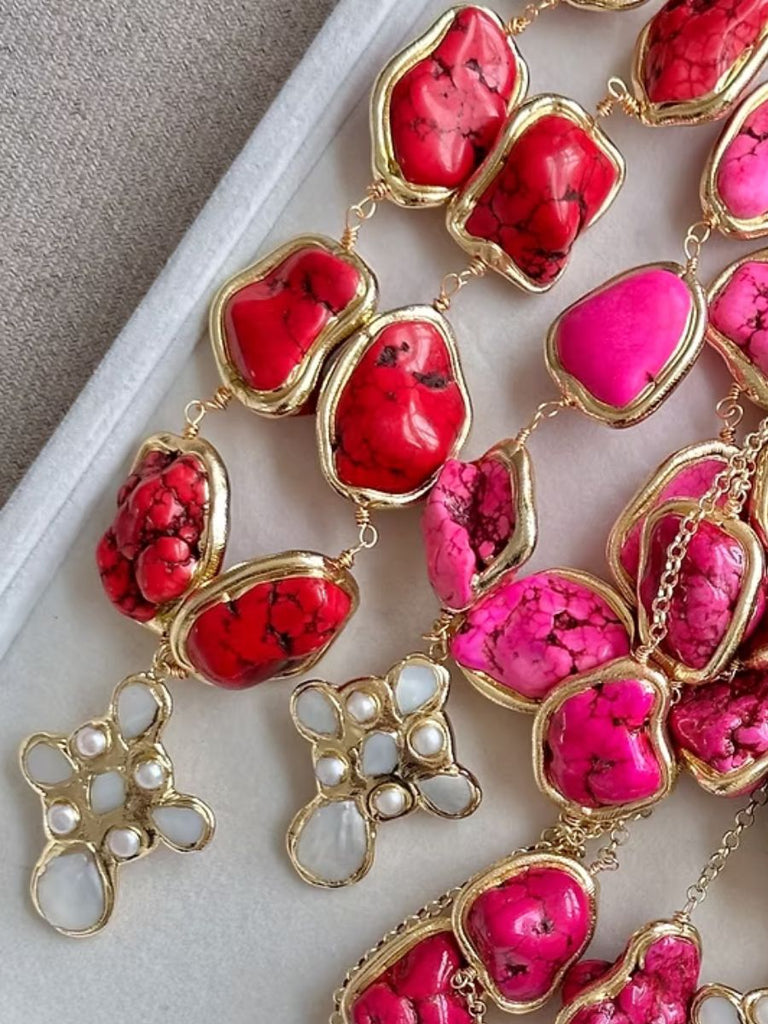 Pink & Pearl Cross Necklace