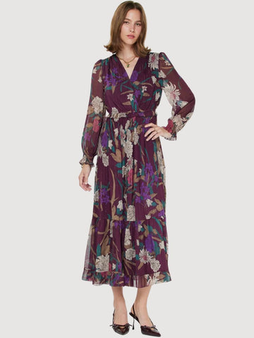 Wine Floral Maxi Dress