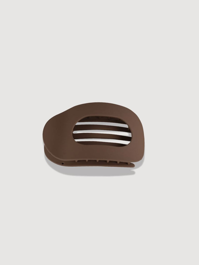Oval Flat Hair Clip Dark Coffee