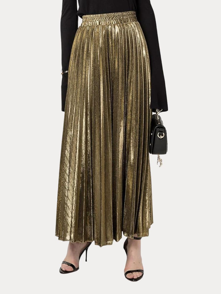Bronze Pleated Maxi Skirt