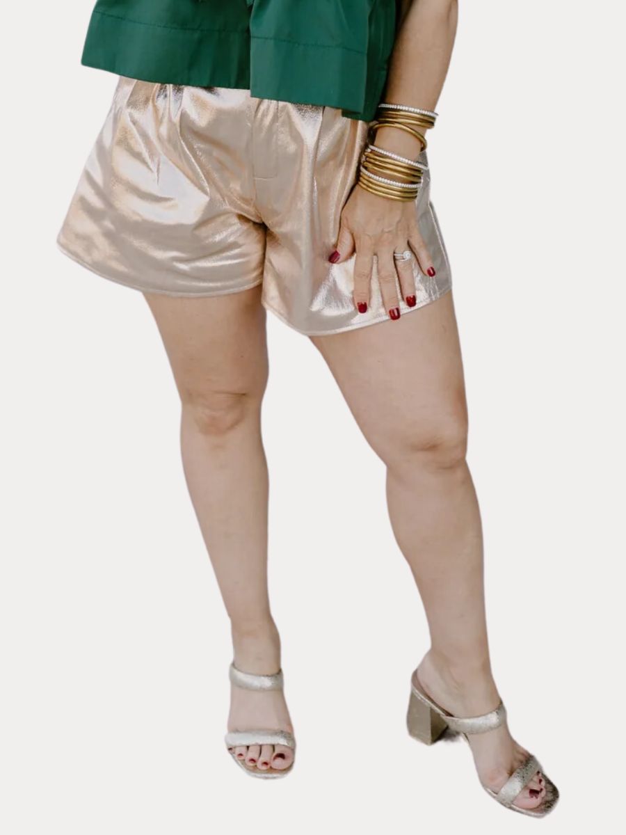 Golden Metallic Shorts Leona