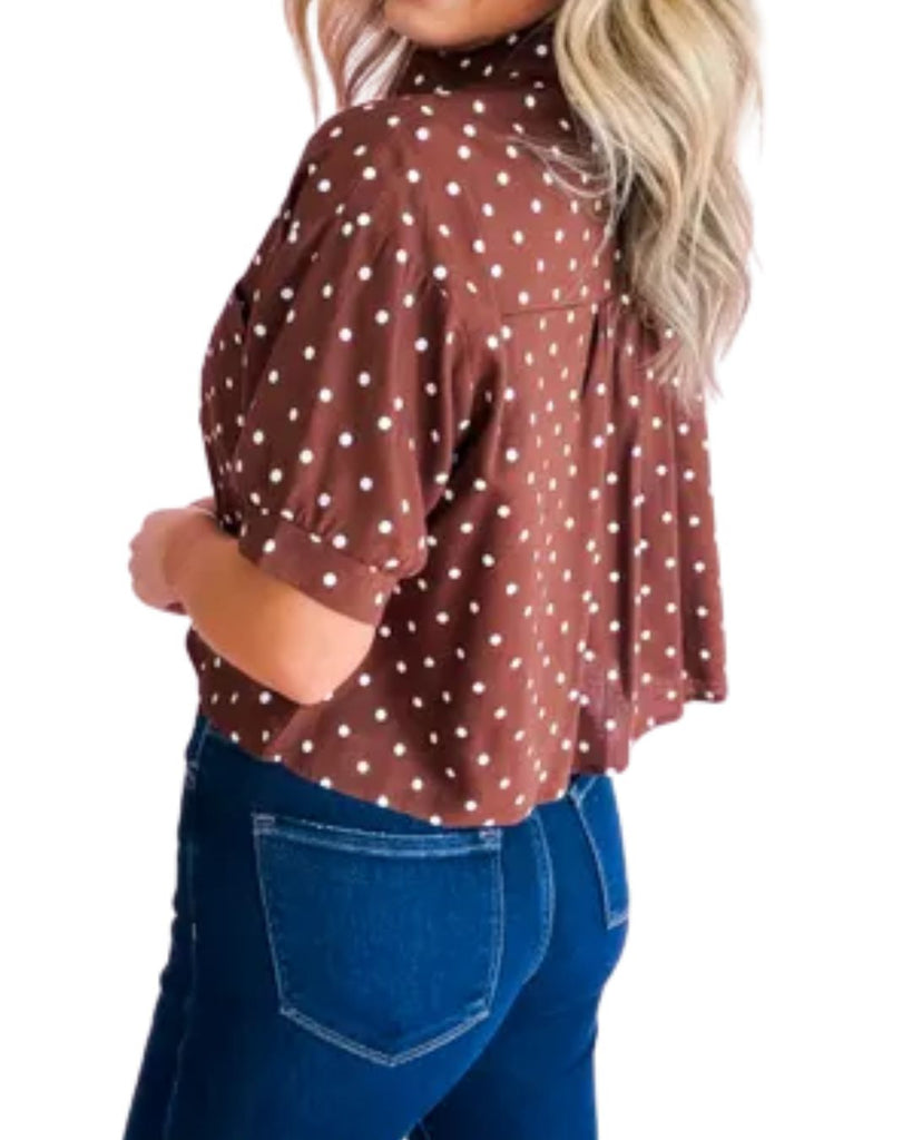 Contrast Dot Blouse