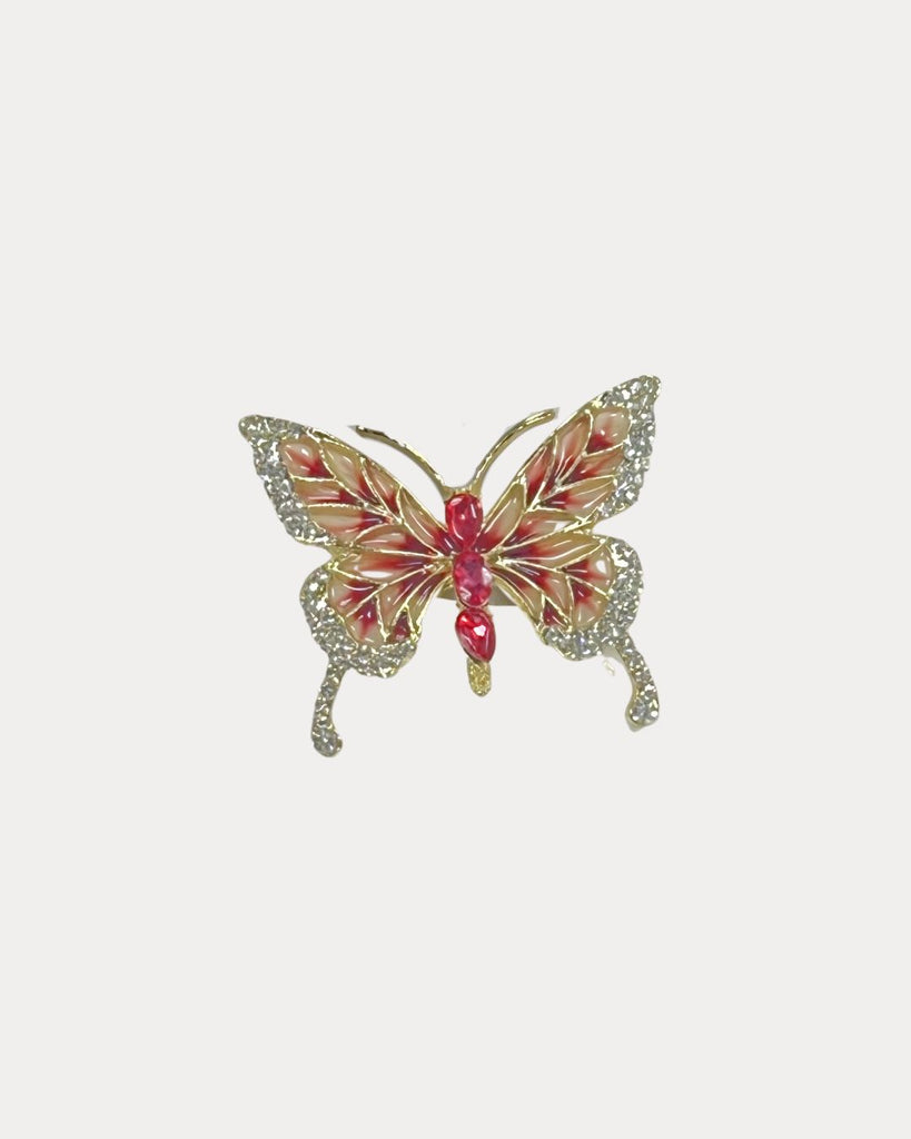 Enamel Buttefly Brooch Red