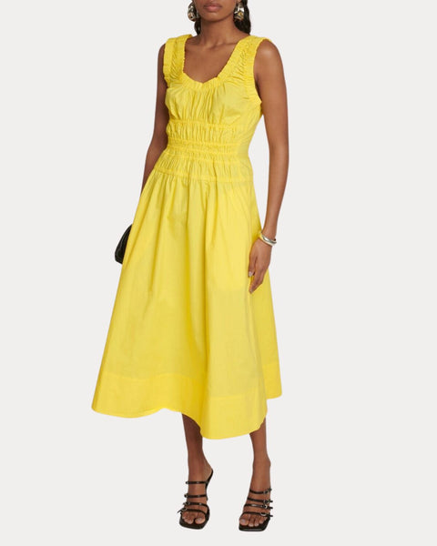 green emerald velvet dress Alba Frill Trim Midi Dress White– Selfie Leslie main image 1