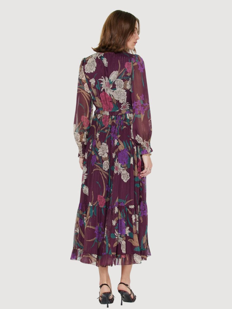 Wine Floral Maxi Dress