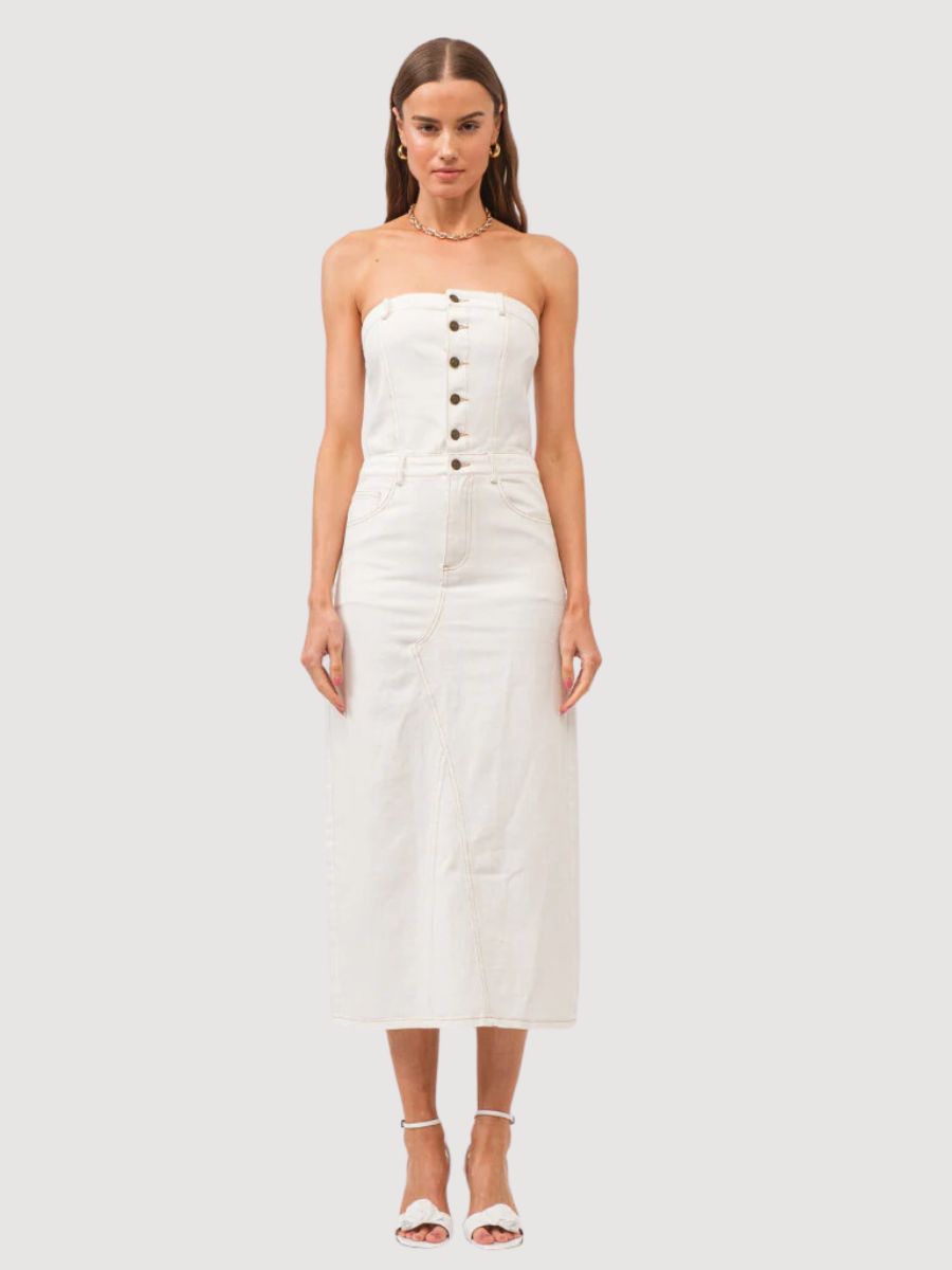 ellison denim midi dress Jean Dress Reformation Lars Dress Ellison Denim Midi Dress