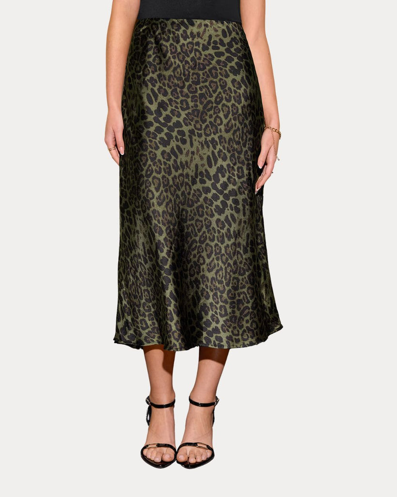 Olive Leopard Midi Skirt