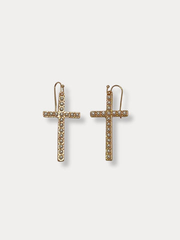 Pearl Cross Earrings