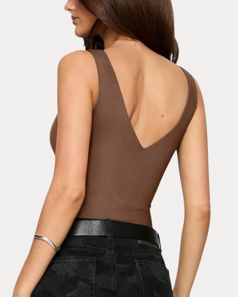 Mocha V Neck Knit Top