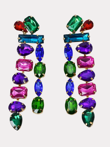Gemstone Raindrop Earrings Multi