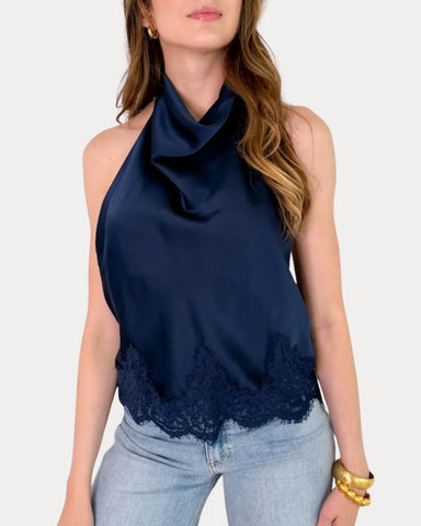 Satin Halter Navy