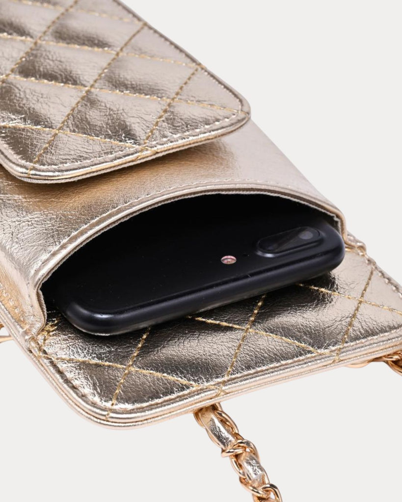 Brianna Cell Phone Crossbody Light Gold