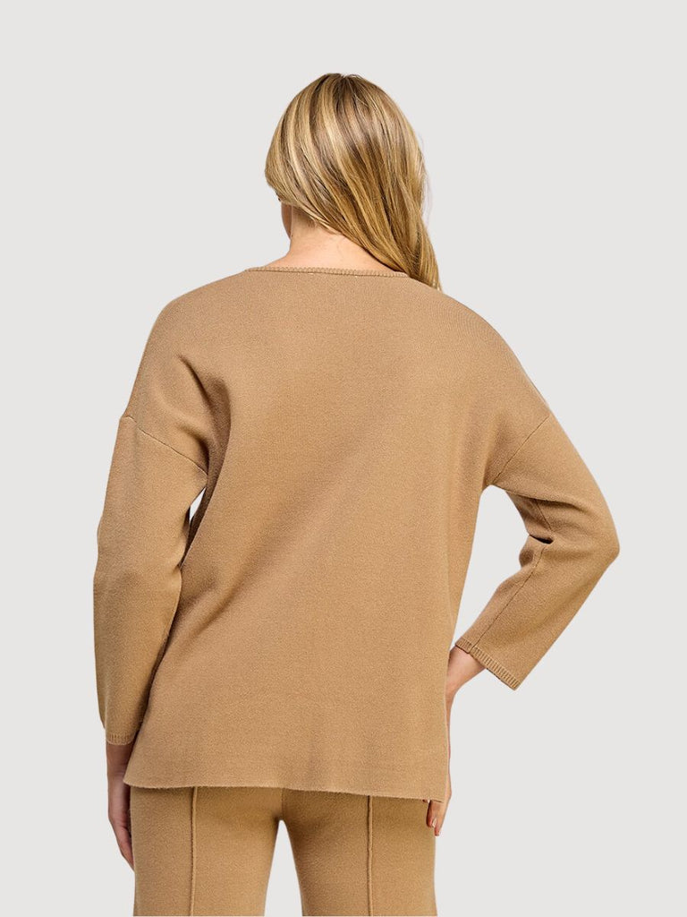 Khaki Vneck Knit Top