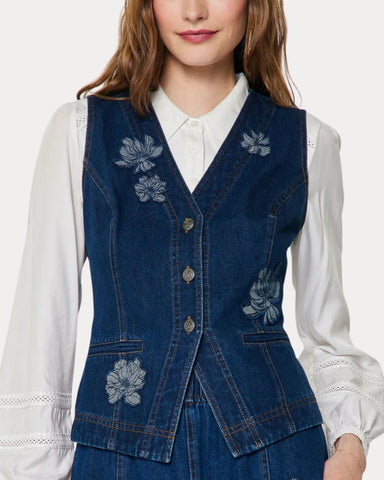 Floral Denim Vest