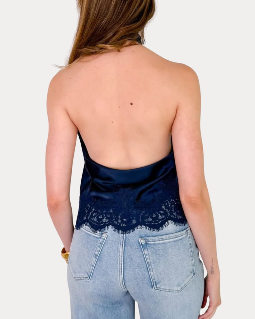 Satin Halter Navy