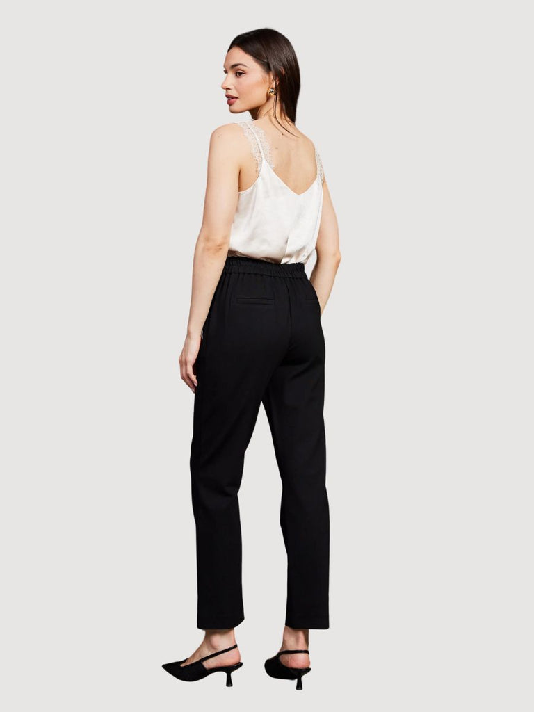 Knit Pintuck Trousers Black