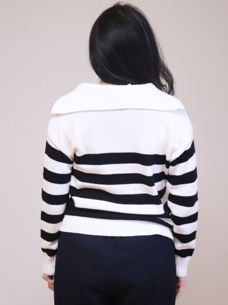 Half Zip Striped Sweater
