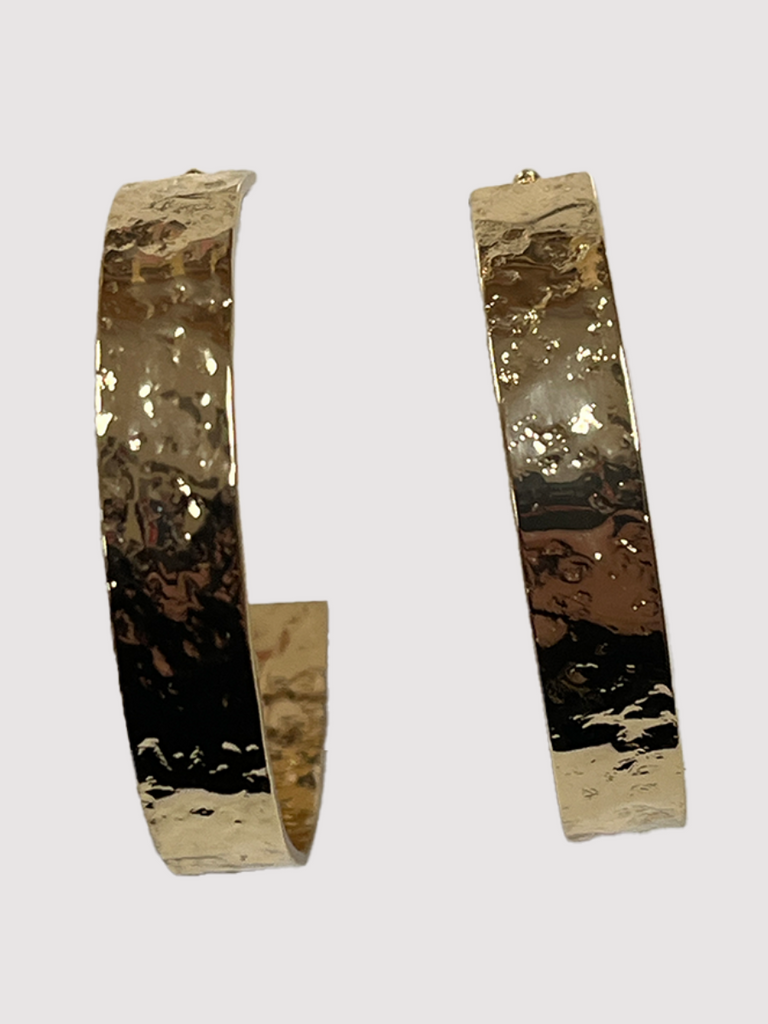 Gold Textured Wide Thin Hoops