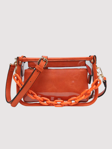 Jessica Orange Clear Crossbody