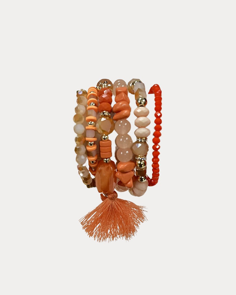 Orange Beaded Tassel Bracelet