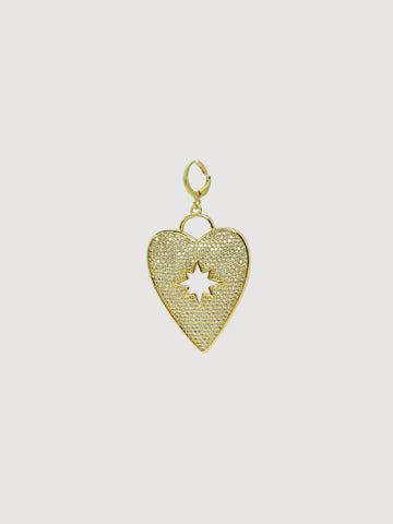 Gold Pave Heart with Star Shape Charm