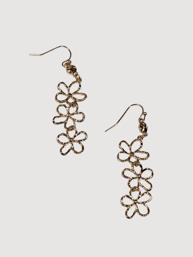 Triple Flower Dangle Earrings