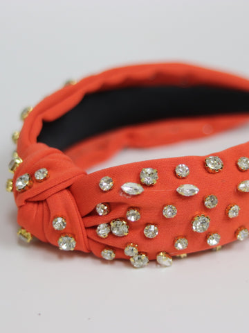 Crystal Knotted Headband Orange