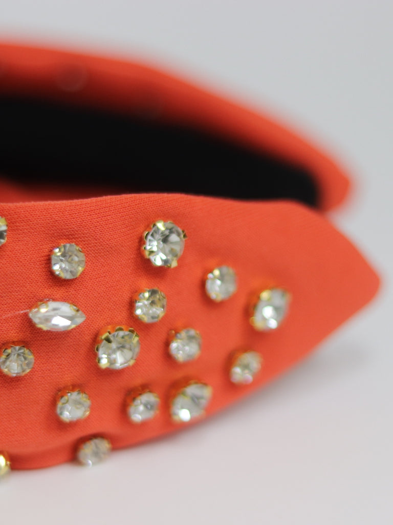 Crystal Knotted Headband Orange
