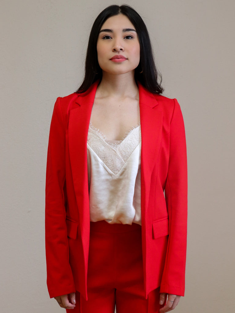 Knit Tailored Blazer Scarlet Red
